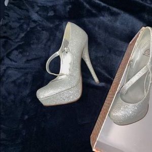 Silver heels with strap